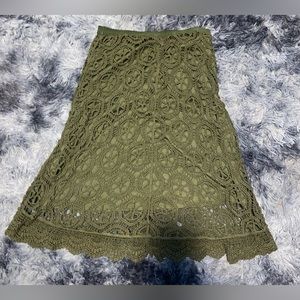 Passport Olive Green Crochet Skirt Size small